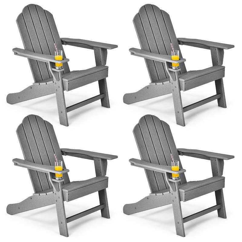 Costway 4PCS Patio Adirondack Chair Weather Resistant Garden Deck - 34'' x 31'' x 37'' - Grey