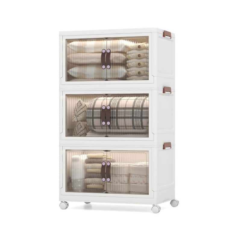 Stackable Storage Boxes Bins with Lockable Casters 25.5" x 16" x 43.5" - Multi