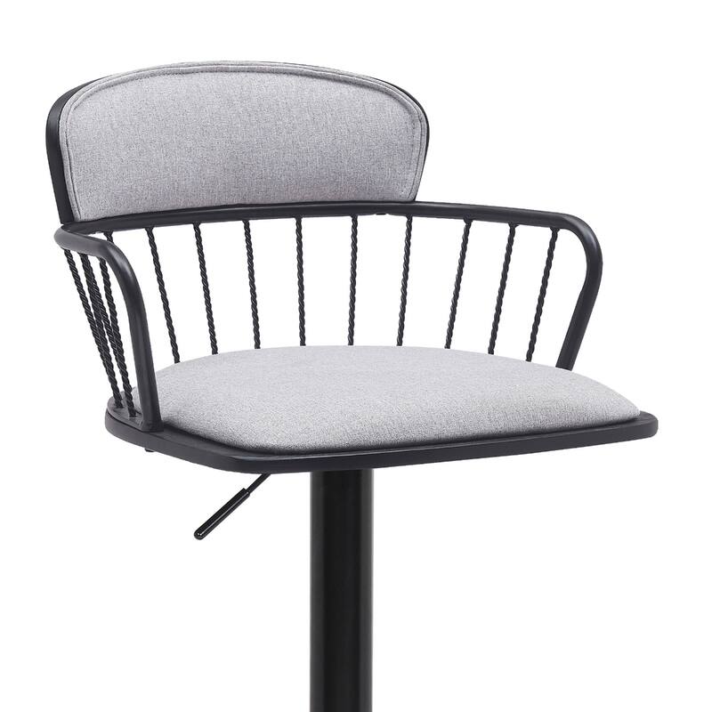 Adjustable Height Swivel Bar Stool with Faux Leather Seat Footrest and Metal Pedestal Base for Kitchen - 43”H x 19”W x 20”D