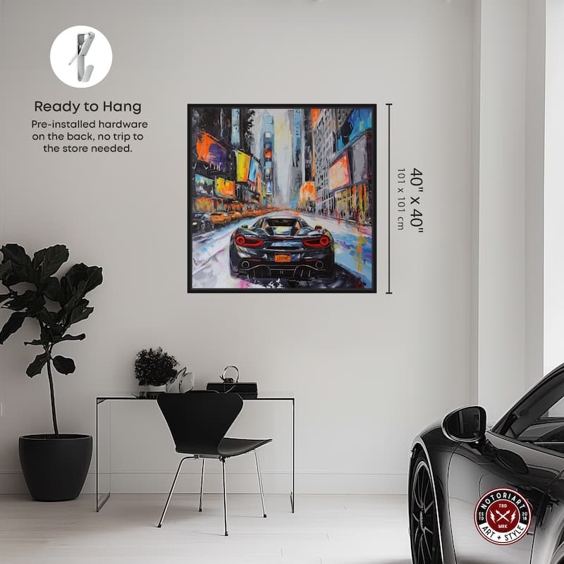 Notoriart Blast The Speakers Framed Car 1 Piece Canvas Wall Art