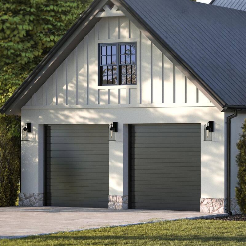 Watch Hill Collection One-Light Textured Black and Clear Seeded Glass Farmhouse Style Medium Outdoor Wall Lantern