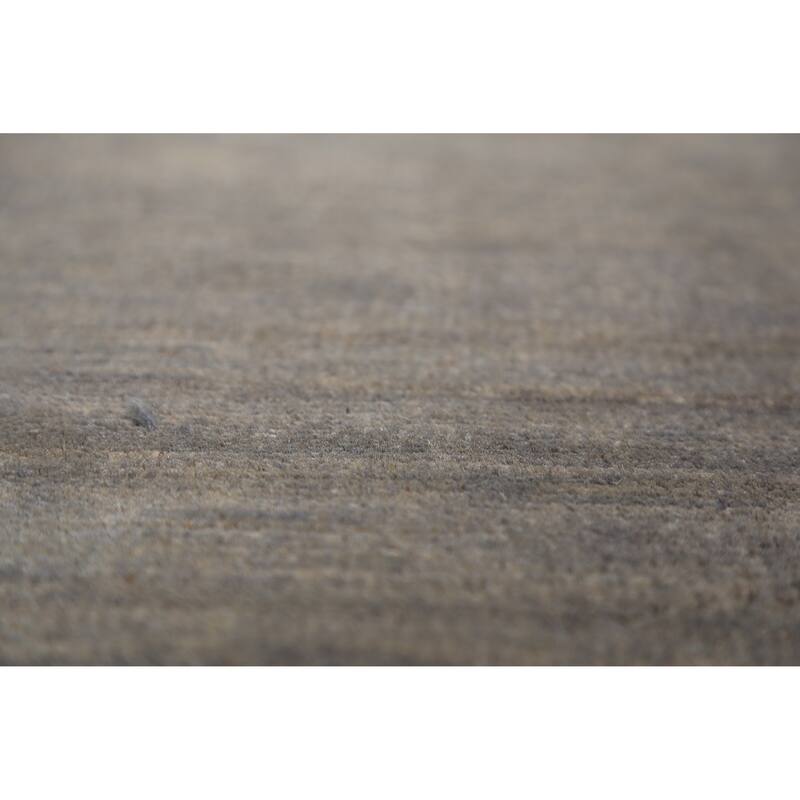 Modern Gray Gabbeh Runner Rug Hand-Knotted Wool Carpet - 3'5" x 9'10"