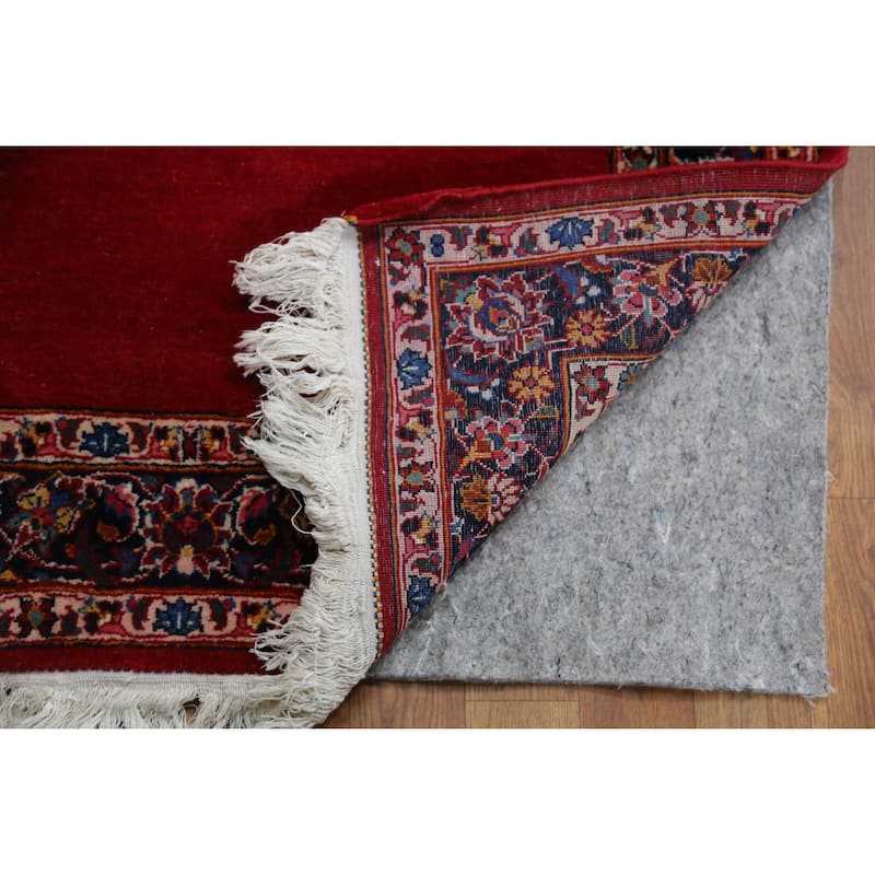 Hand Knotted Oriental 100% Wool Carpet Traditional Solid Red Kashan Runner Rug - 32' 7'' X 3' 3''
