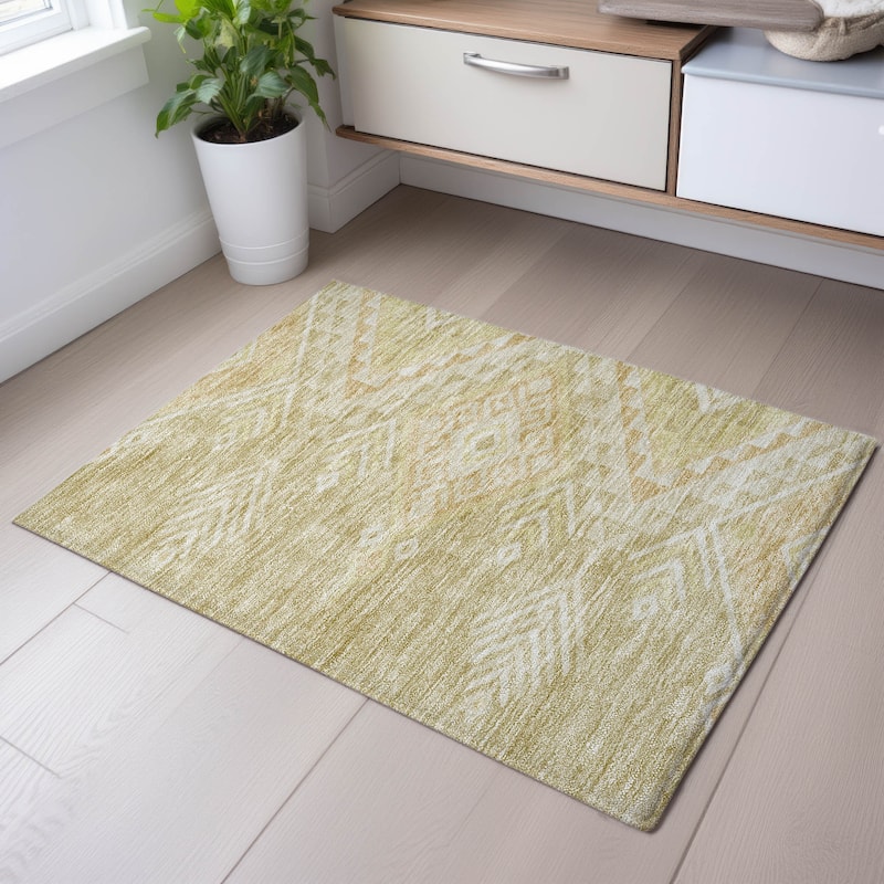 Premium Washable Super Soft Boho Tribal Mayfield Rug - Tan - 1'8" x 2'6"
