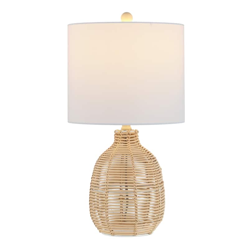 SAFAVIEH Lighting Oroya Tropical Coastal Boho Rattan 23-inch Table Lamp - 12 in. W x 12 in. D x 23 in. H