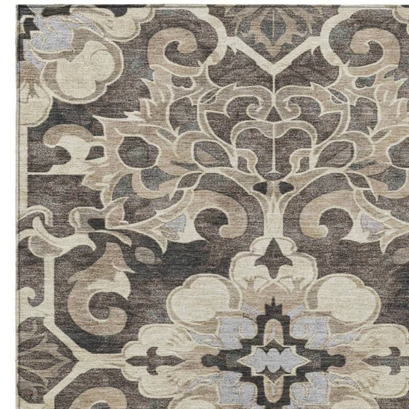 HomeRoots Damask Traditional Rectangle Outdoor Rug