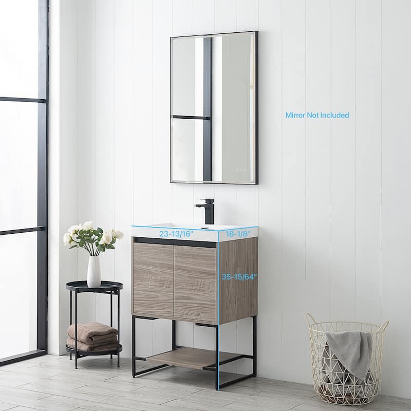 Freestanding Bathroom Vanity Set with Open Shelf & Acrylic Sink