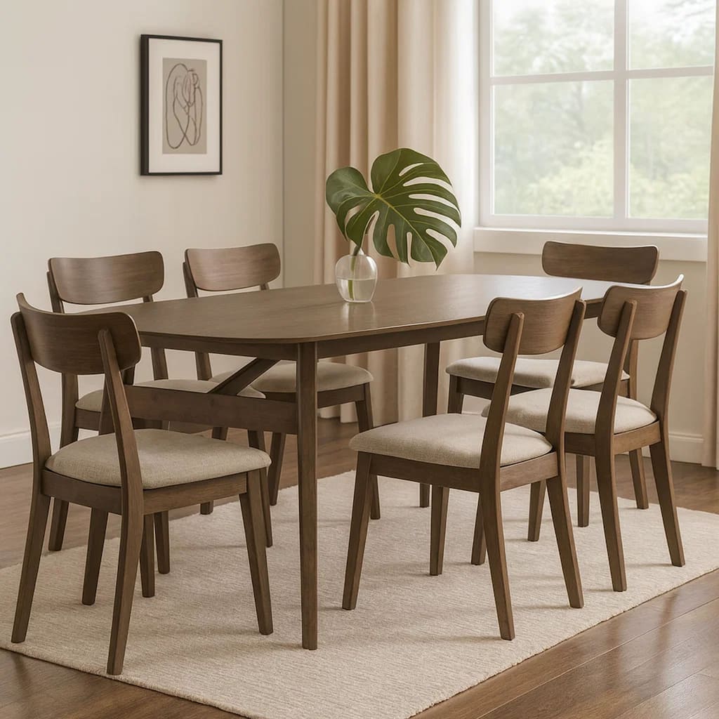 Cid Estele Dining Table, Wenge Brown Solid Wood, Rectangular 95 Inch - Night Wenge Brown