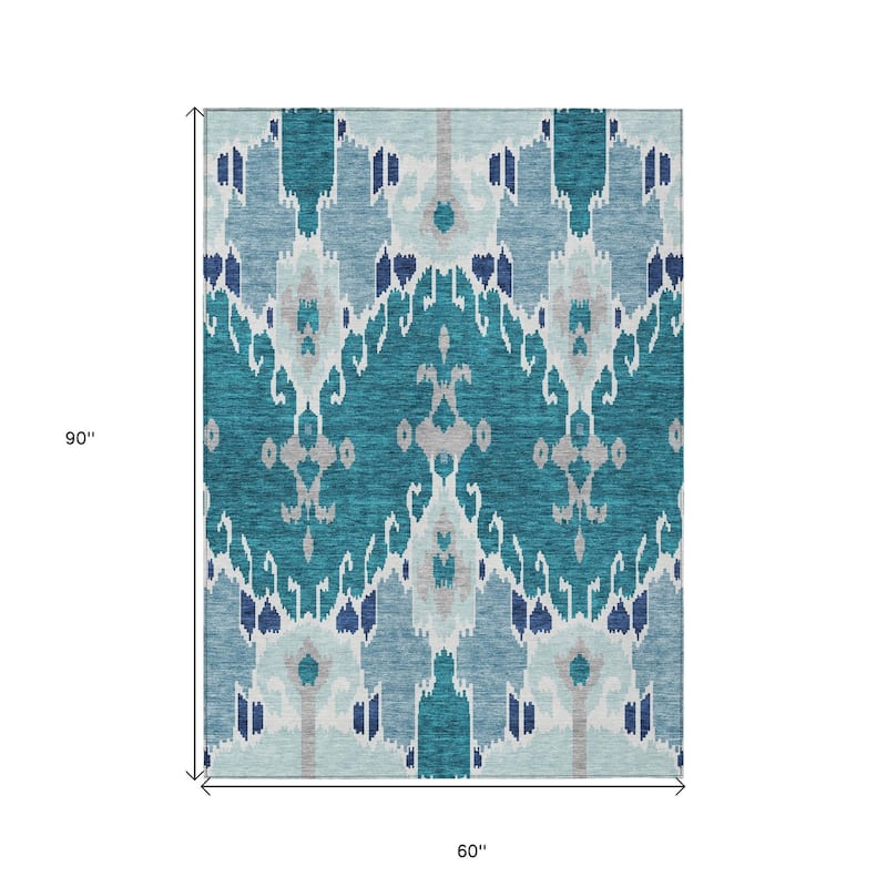HomeRoots Ikat Transitional Rectangle Outdoor Rug