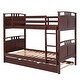 preview thumbnail 15 of 25, Twin Over Twin Pine Bunk Bed with Twin Size Trundle, Equipped with Stairs and Safety Barriers