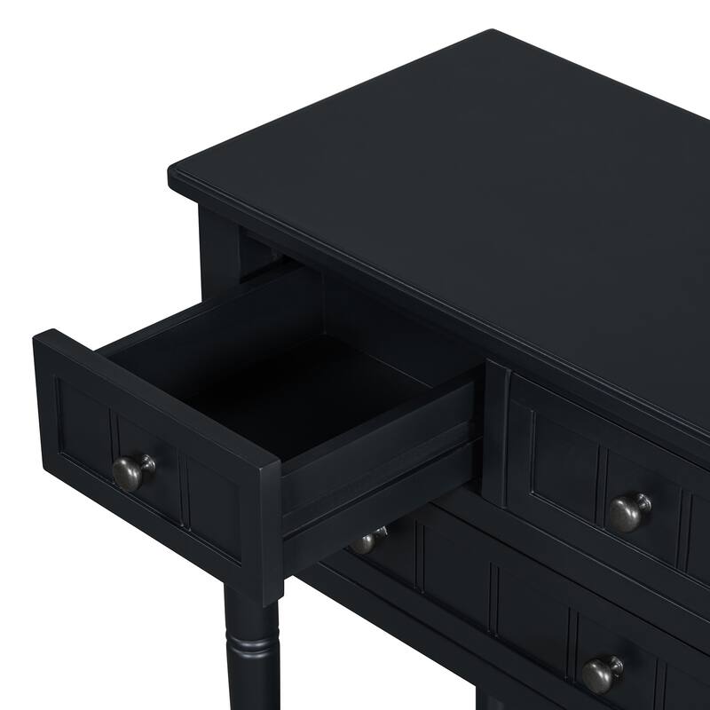 Narrow Console Table, Slim Sofa Table with Three Storage Drawers and Bottom Shelf for Living Room, Easy Assembly