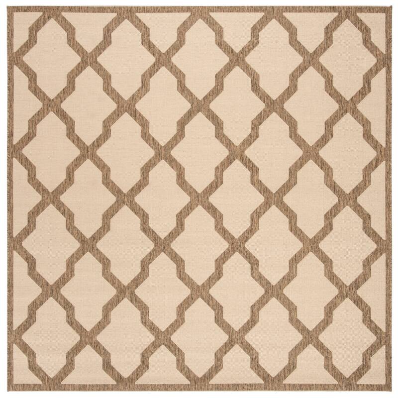 SAFAVIEH Linden Shirleyann Trellis Indoor/ Outdoor Patio Backyard Rug - 6'7" Square - Cream/Beige