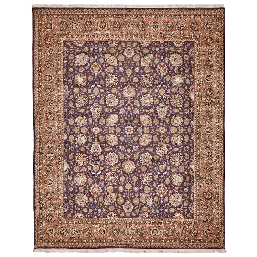 EXQUISITE RUGS ONE-OF-A-KIND Fine Antique Weave Isfahan Hand Knotted Violet Gray Rug - 8'x10' - 8'0"x10'0"