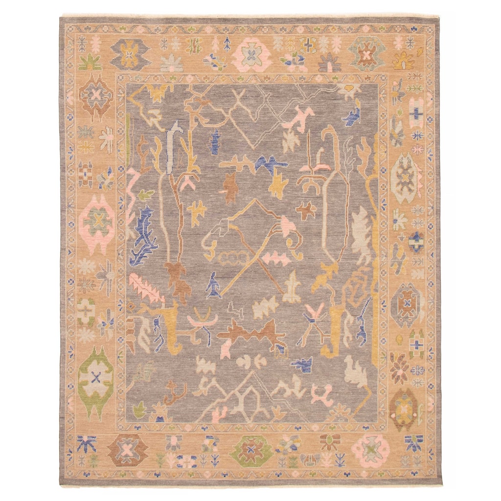 ECARPETGALLERY Hand-knotted Modern Oushak Grey Wool Rug - 8'0 x 9'10