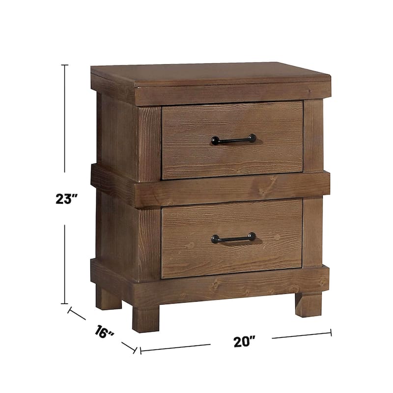 Wooden Nightstand with 2 Drawers