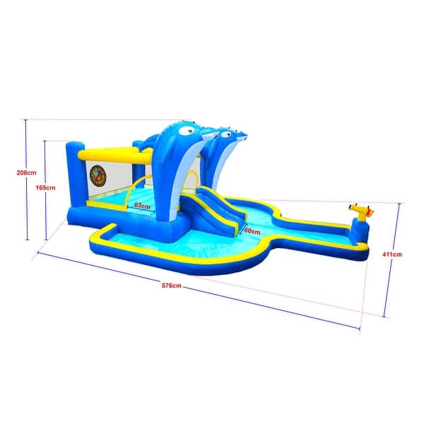 Inflatable Water Slide Bounce House,Outdoor 8 In 1 Play w/Target games & Water gun & Basketball