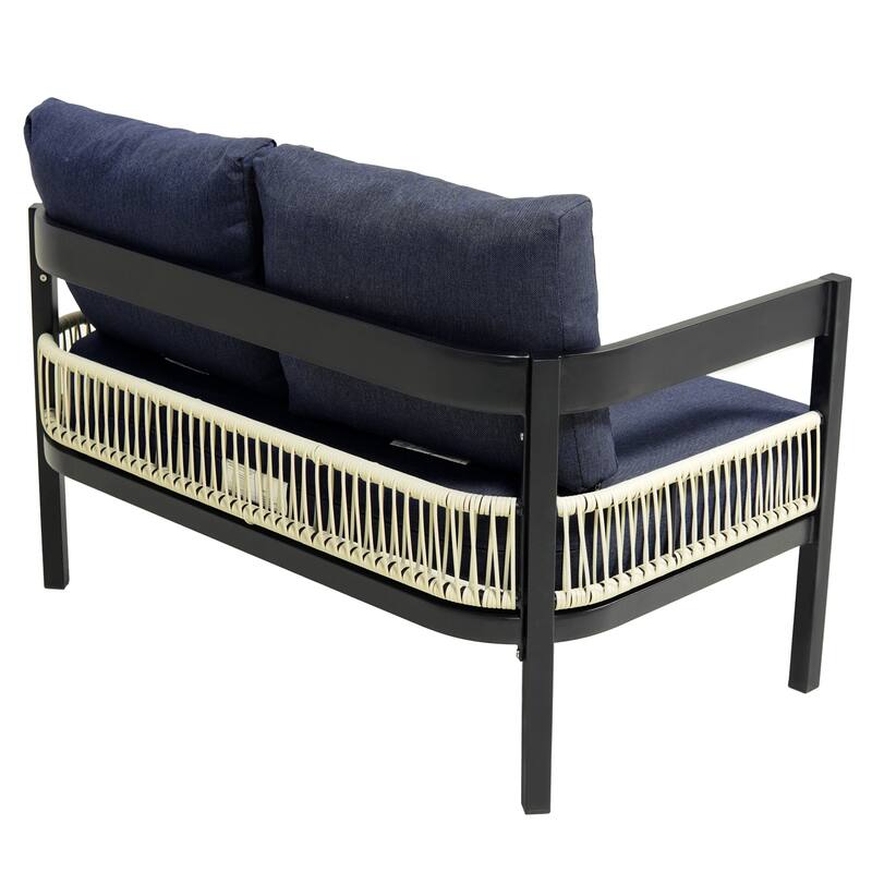 Outdoor Rattan Iron Sofa Set w/ Table,Waterproof,Rust-proof (Set of 4)