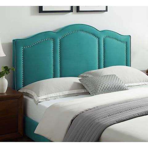 Augusta Green Velvet Upholstered Twin Size Headboard with Nailhead Trim