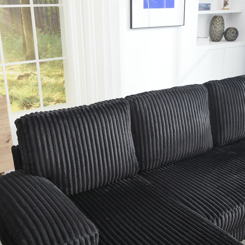 Symmetrical Corduroy Double Chaise Couch U-shaped Sectional Sofa
