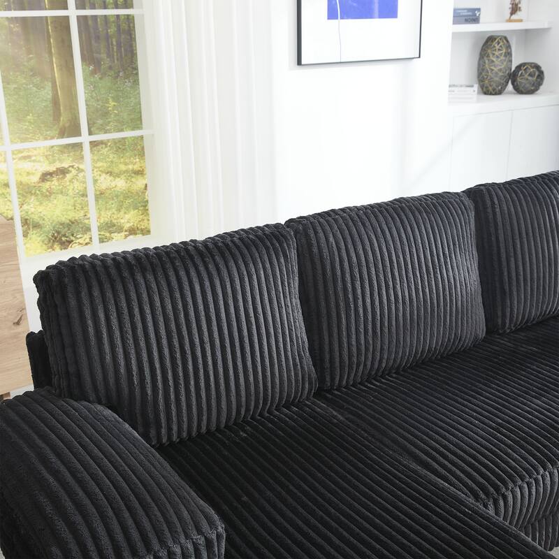 U-Shaped Modular Sectional Sofa with Double Chaise Lounge, Convertible Deep Seat Sleeper Sofa, Velvet Upholstered 4 Seater Sofa