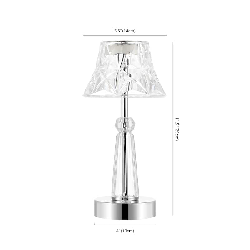 Natalia 11.5" Bohemian Classic Acrylic Wireless Rechargeable Integrated LED Table Lamp, Clear/Chrome by JONATHAN Y