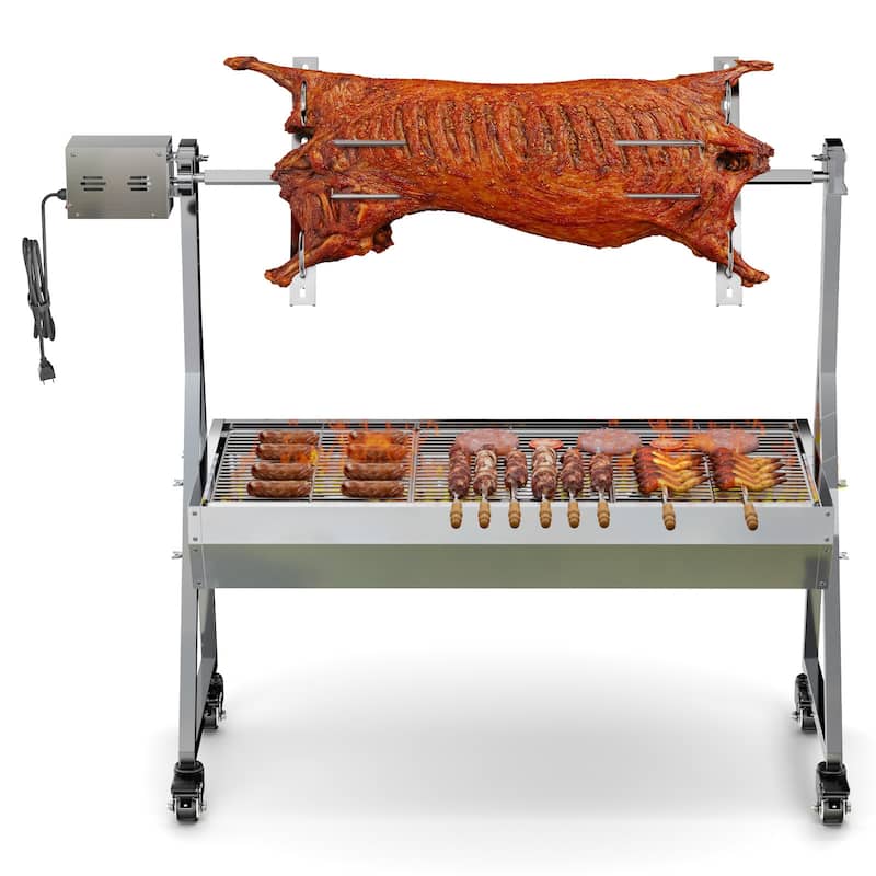 Charcoal Grill, Metal Steel Made Outdoor Smoker, Spit Rotisserie Grill Best Combo for Outdoor Garden Patio and Backyard Cooking - Metal