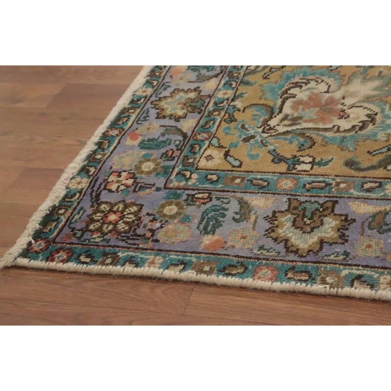Hand Knotted Oriental 100% Wool Carpet Traditional Floral Brown Tabriz Area Rug - 5' 8'' X 4' 3''