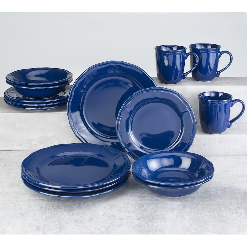 Euro Ceramica Siena 16 / 32 Piece Dinnerware Set - Blue - Service for 8