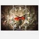 preview thumbnail 2 of 4, Designart 'Sigle Red Poppies' Cottage 3 Panels Large Wall CLock - 36 in. wide x 28 in. high - 3 panels