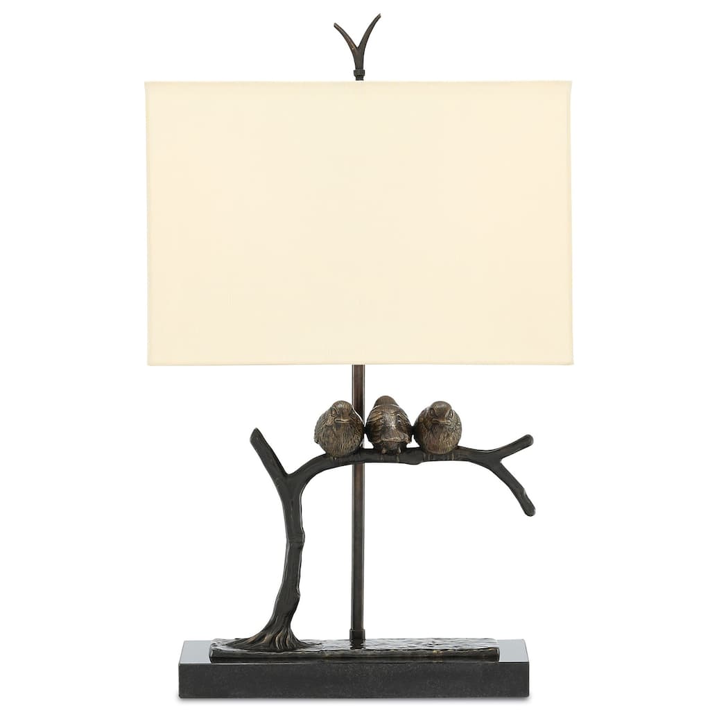 Currey & Company Sparrow Bronze Table Lamp - 24.75"h x 15"w x 9"d