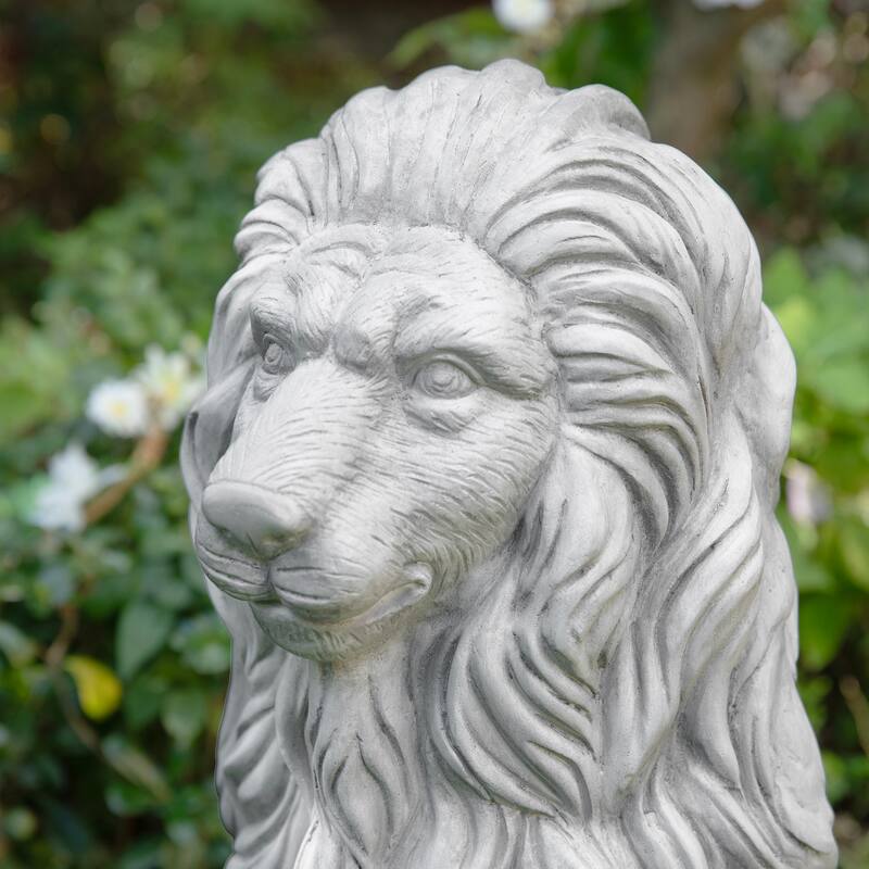 Glitzhome 36.25"H Oversized MGO Bronze/White/Black Sitting Lion Garden Statue