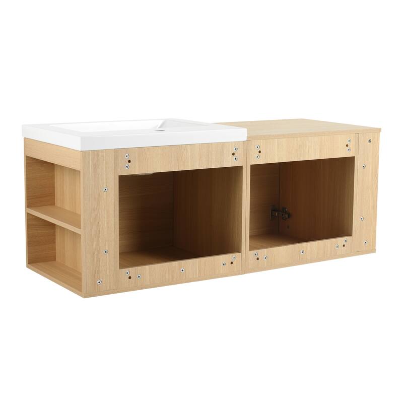 BNK 24"/48" Single Sink Bathroom Vanity with Soft Close Door and Shelf, Modern Floating Vanity