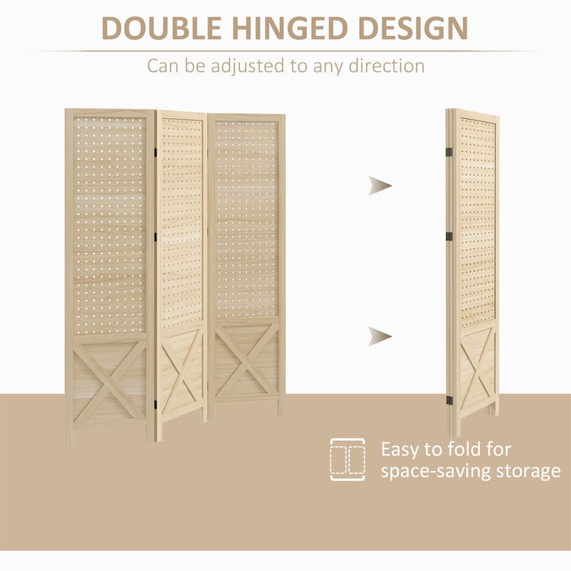 3 Panel Pegboard Display Room Divider