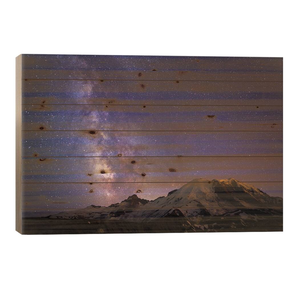 Milky Way As Seen From Mount Rainier, Mount Rainier National Park, Washington, USA Print On Wood by Gary Luhm - Multi-Color