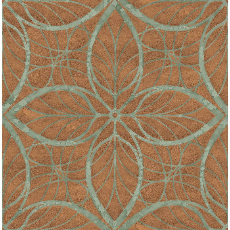 Seabrook Designs Patina Lattice Geometric Unpasted Wallpaper