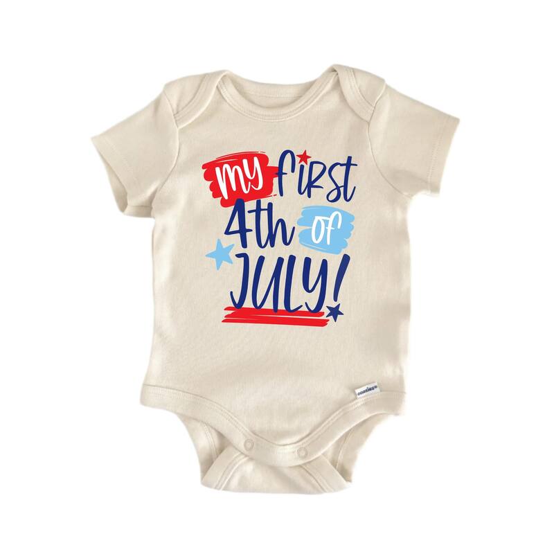 My First 4th Of July July 4th Patriotic - Baby Boy Girl Clothes Bodysuit - Pink - 0-3M