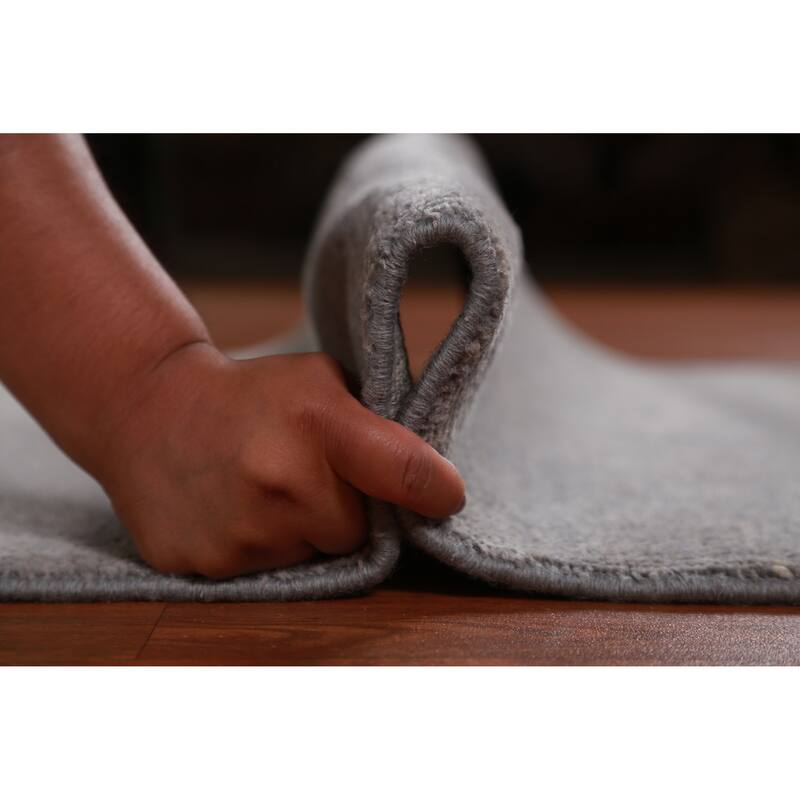 Hand Knotted Oriental 100% Wool Carpet Modern Solid Greys & Charcoal Gabbeh Runner Rug - 10' 1'' X 3' 3''