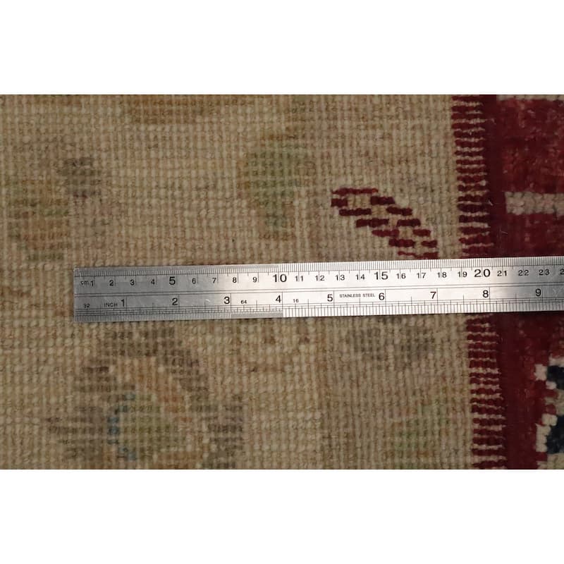 Hand Knotted Oriental 100% Wool Carpet Transitional Medallion Red Oushak Area Rug - 11' 10'' X 8' 11''
