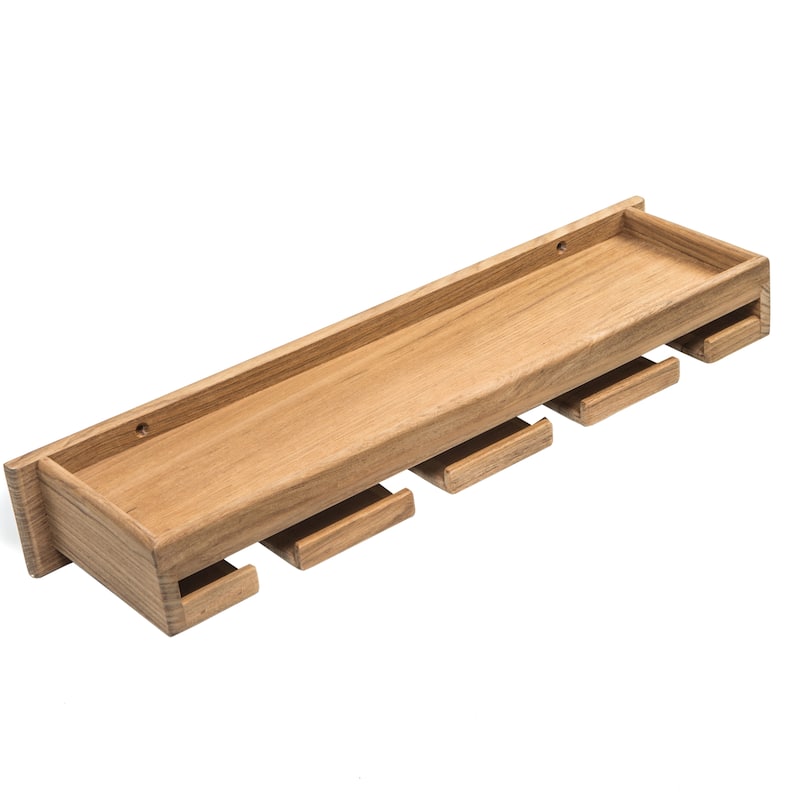 Teak Wineglass Rack with Shelf - 17-1/2" W x 2-1/2" H x 5" D
