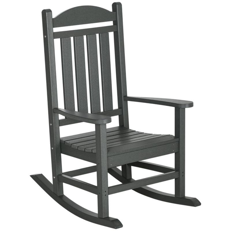 Outdoor Rocking Chair HDPE Weather Resistant Patio Garden Chair - 1 - Grey