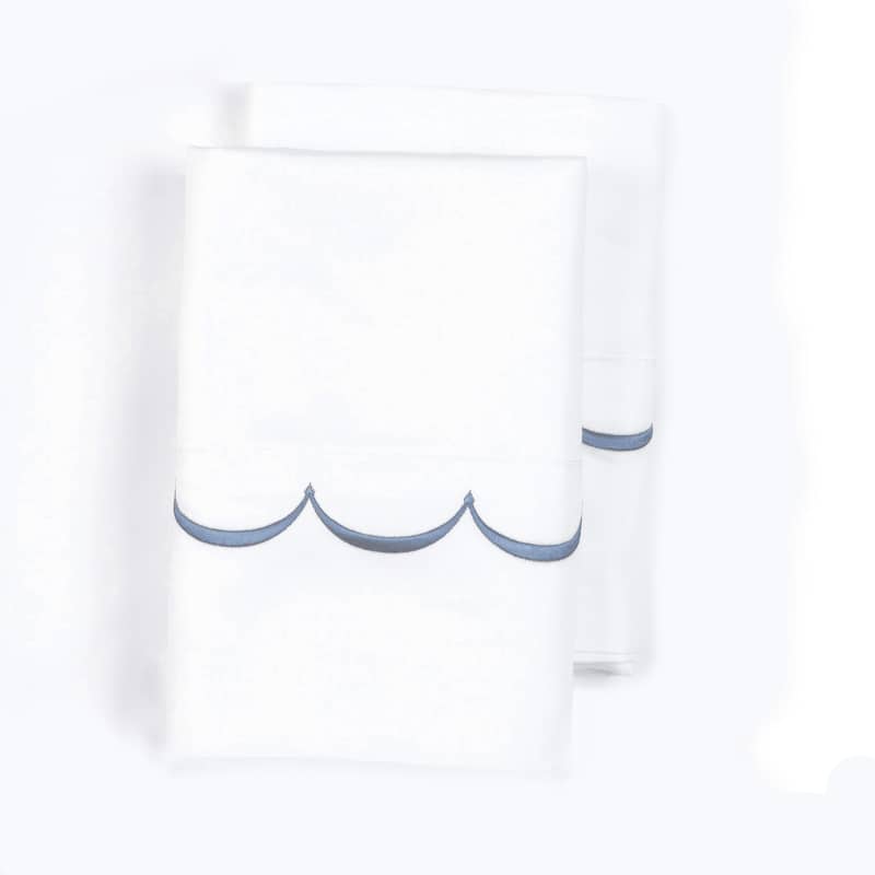 Home Sweet Home Collection 600TC Cotton Scallop Embroidery Pillowcase OR Euro Sham Set - Navy - Standard Pillowcase