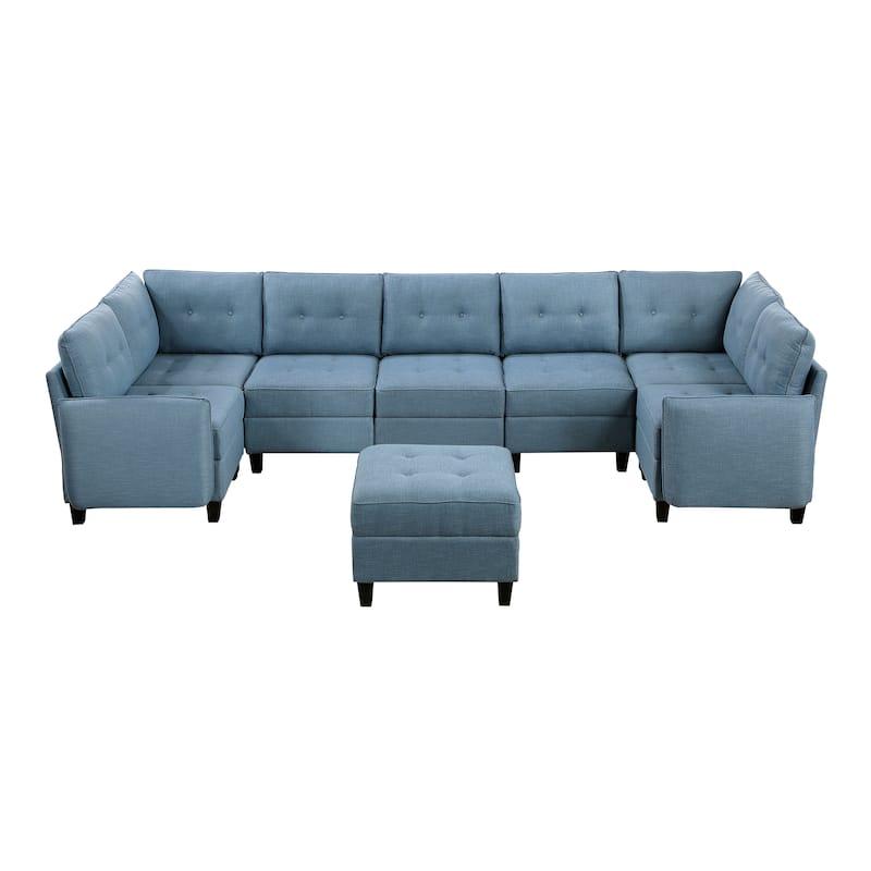 Dorian Textured 8-Piece Sectional Sofa - Storage and Ottoman