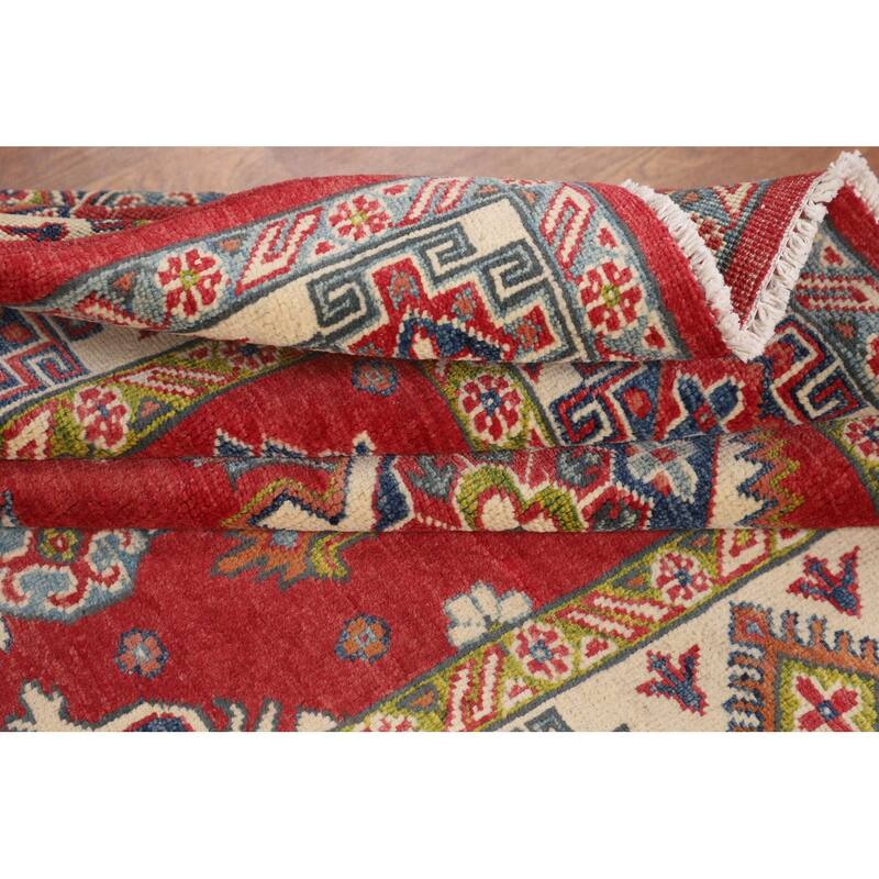 Kazak Oriental Area Rug Handmade Red Wool Carpet - 5'0" x 6'7"