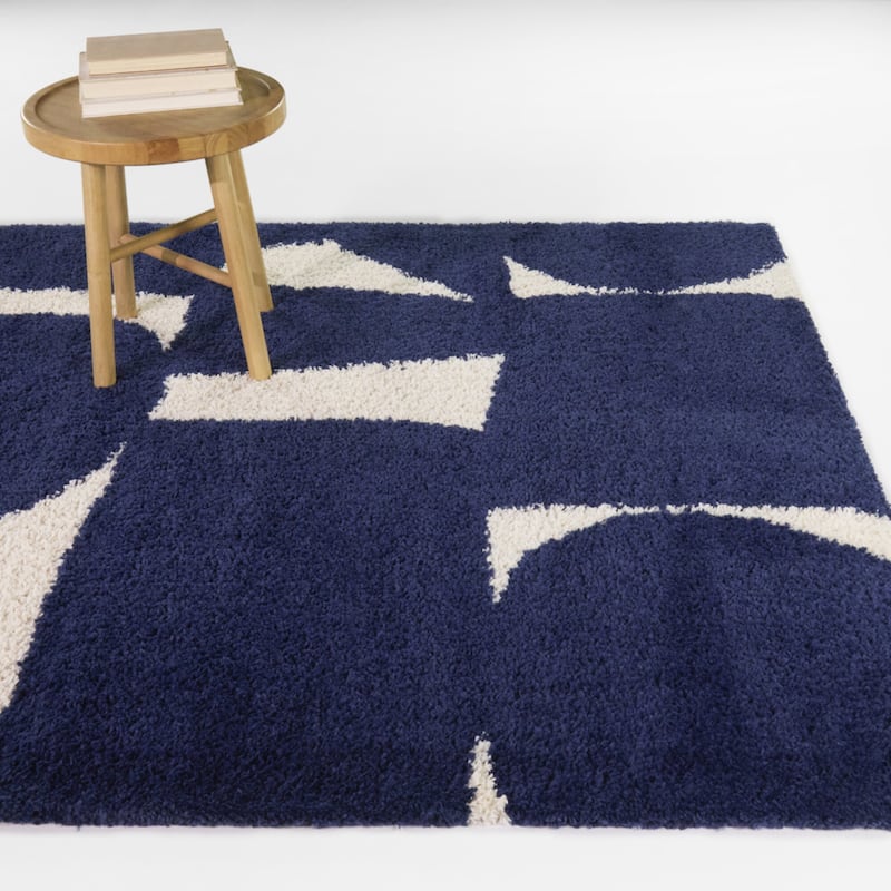 Armin Abstract Geometric Area Rug - Navy - 7'10" x 10'