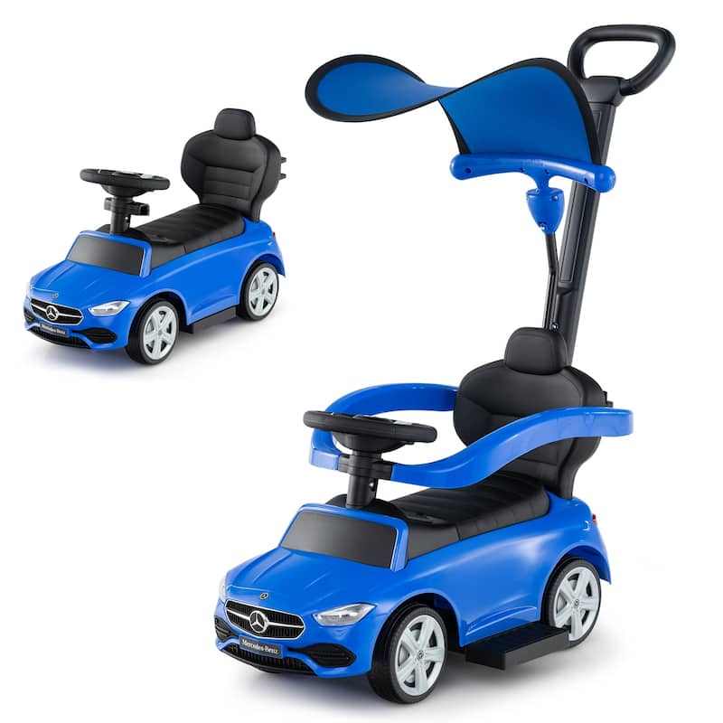 Costway Kids Ride on Push Car Mercedes-Benz Licensed 3-in-1 Sliding - Blue