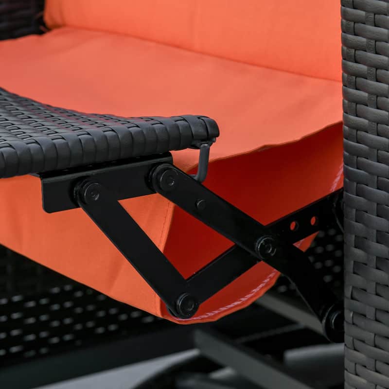 Outsunny Outdoor Cushioned Swiveling PE Wicker Recliner Chair