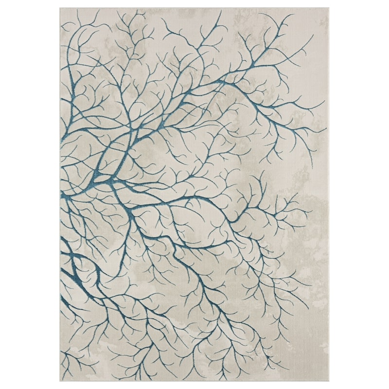 Ksamil Collection Abstract Area Rug - 2' x 3'4" - Beige/Blue