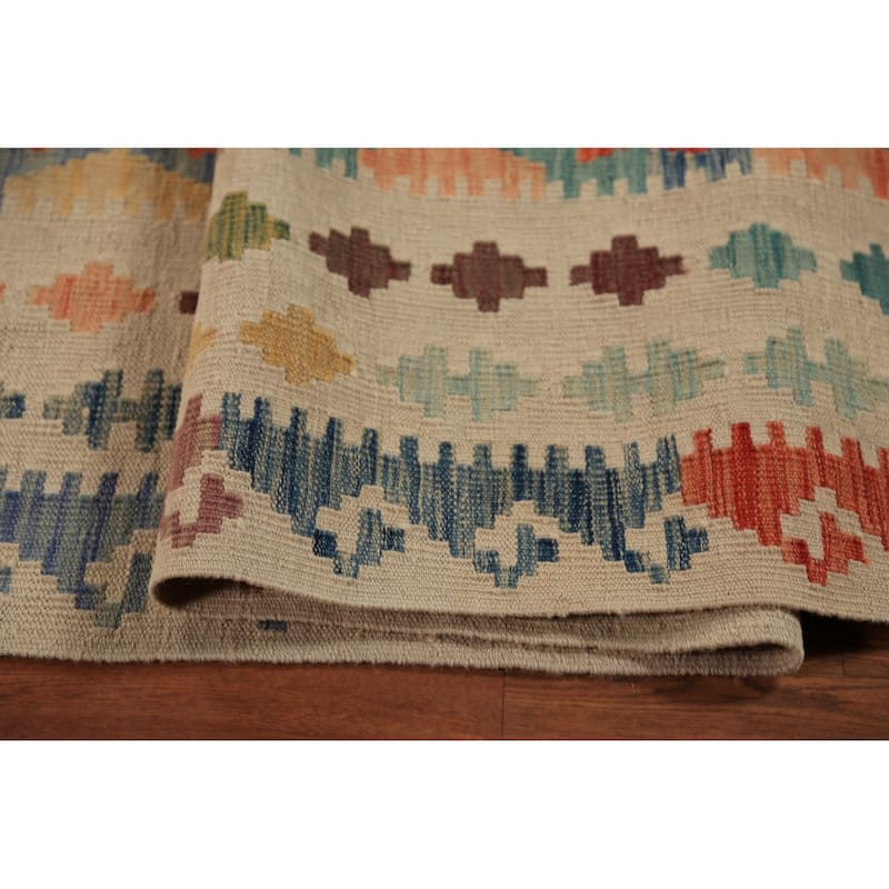 Oriental Kilim Large Rug Hand-Woven Wool Carpet - 10'1"x 16'0"