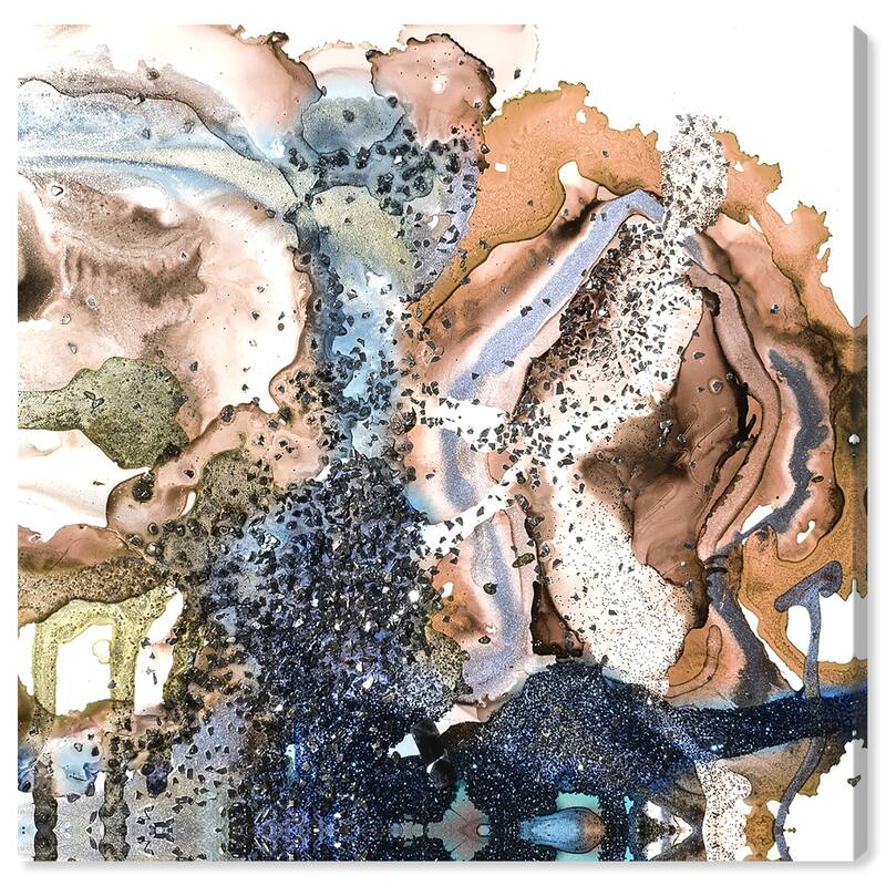 Wynwood Studio Abstract Glitter Rocks I Blue and Dark Blue Modern & Contemporary Wall Art Canvas Print