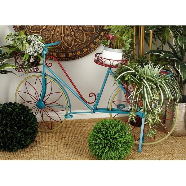 slide 2 of 32, Colorful Metal Vintage Whimsical Eclectic Bicycle Plant Stand - 54 x 18 x 32